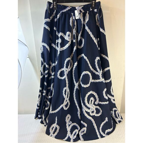 JM Sportswear Cest 1946 Nautical FULL maxi skirt medium upstream navy rn#37080 n - Picture 2 of 7